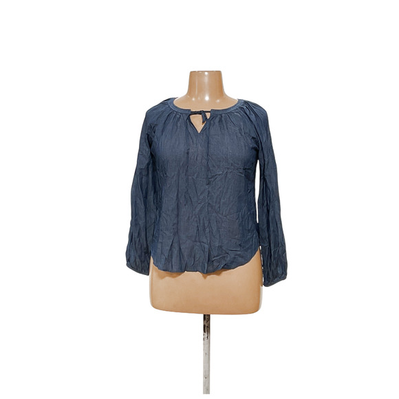 LOFT Blue Cotton Blouse - Women's M - Picture 1 of 4